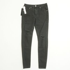 Kollar Black Distressed Ripped Skinny Jeans Mens Size 32 Denim Pants